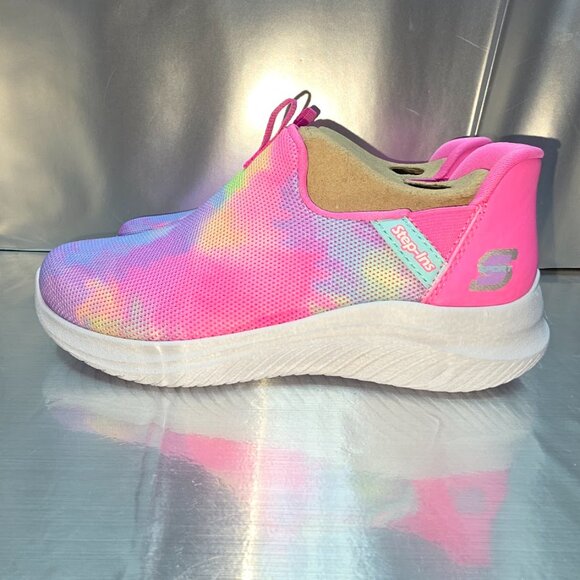 S Sport Skechers Bailey Kids' Sneakers Tie Dye Slip On Cushioned Girls SZ 1 - Picture 2 of 9